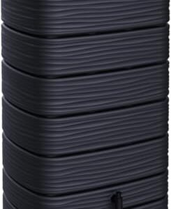 Ondis24 Regenwasser Wandtank Regenfass Eco 650 Liter Graphit anthrazit inkl. Wasserhahn