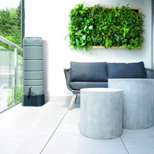 Alternative view of YourCasa Regentonne [CircleTower] 110L mit Standfuss, Deckel & Wasserhahn - Regenfass Frostsicher aus Kunststoff - Regenwassertonne - Regenwassertank Garten Wassertank Regensammler (Grau)