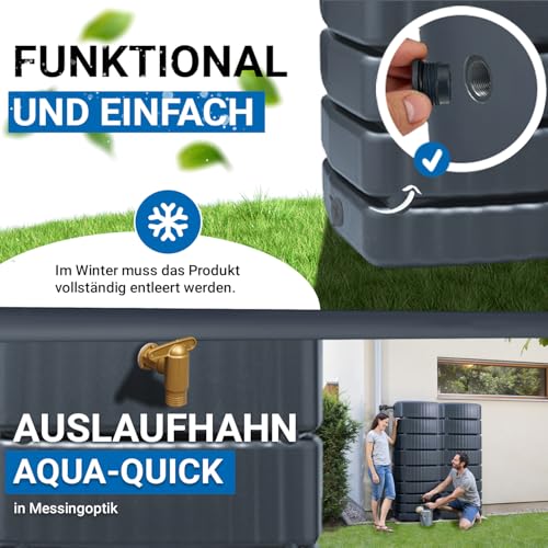 4rain Slim Wandtank-Set Regentonne 1000 Liter Graphite Grey, 2 x Slim 500 Liter inkl. Verbinder - Wassertank, Fass, Regenfass, Regenwassertonne, Regenwassertank, Wasserbehälter, Wassertonne – Bild 5