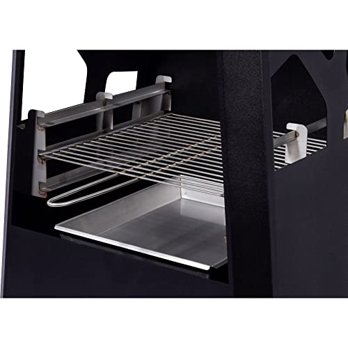 dobar® 35423 Design Metall Gartenkamin mit Grillrost | Terrassenofen auf Stahlblech inkl. Stauraum | XL Feuerstelle für Garten/Terrasse | Gartenfeuer | Großer Gartenofen | 57,5 x 38 x 148 cm | Schwarz – Bild 4