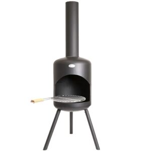 BonFeu BonSelo Gartenkamin Schwarz - Terrassenofen aus Stahl - für entspannte Abende - 39x39x147 cm