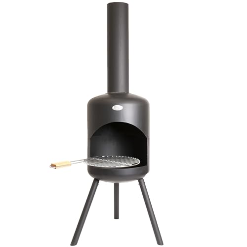 BonFeu BonSelo Gartenkamin Schwarz - Terrassenofen aus Stahl - für entspannte Abende - 39x39x147 cm