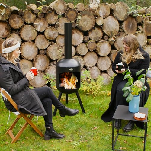 BonFeu BonSelo Gartenkamin Schwarz - Terrassenofen aus Stahl - für entspannte Abende - 39x39x147 cm – Bild 2