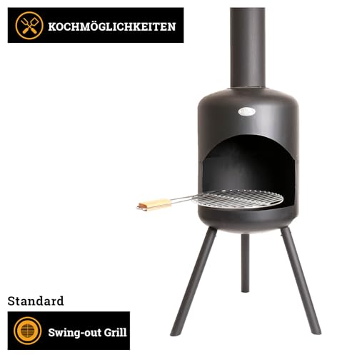 BonFeu BonSelo Gartenkamin Schwarz - Terrassenofen aus Stahl - für entspannte Abende - 39x39x147 cm – Bild 4