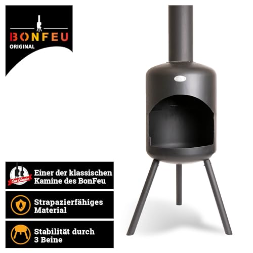 BonFeu BonSelo Gartenkamin Schwarz - Terrassenofen aus Stahl - für entspannte Abende - 39x39x147 cm – Bild 5