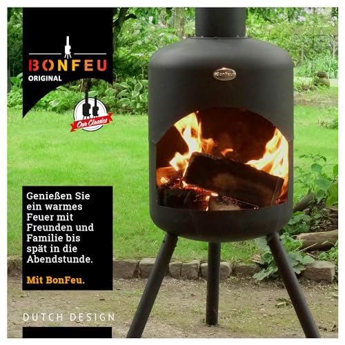 BonFeu BonSelo Gartenkamin Schwarz - Terrassenofen aus Stahl - für entspannte Abende - 39x39x147 cm – Bild 6