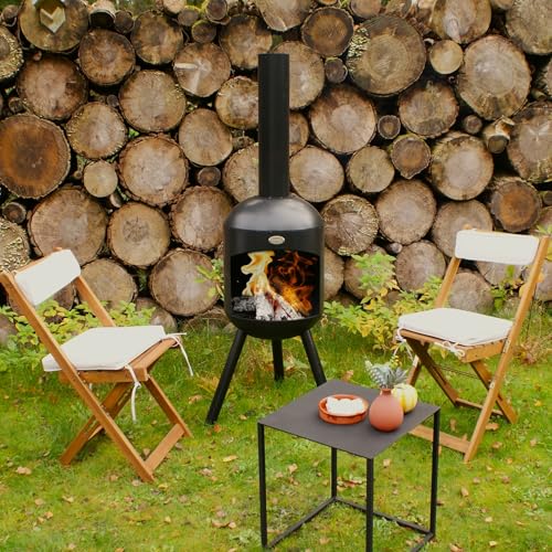 BonFeu BonSelo Gartenkamin Schwarz - Terrassenofen aus Stahl - für entspannte Abende - 39x39x147 cm – Bild 7