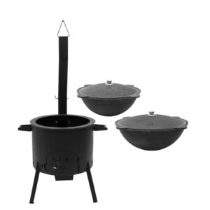 FlameFusion Utschak Universell XL inkl. Adapter & Aschebehälter Feuerofen | Uchag mit 16 & 22 Liter Kazan Outdoorküche