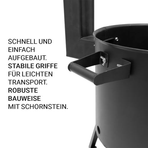 FlameFusion Utschak Universell XL inkl. Adapter & Aschebehälter Feuerofen | Uchag mit 16 & 22 Liter Kazan Outdoorküche – Bild 7
