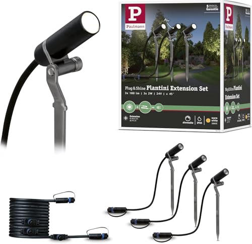 Paulmann 94156 Plug & Shine Spot Plantini Ergänzungs-Set 3000K 24V Anthrazit Alu 94156 Aussenleuchte Spotbeleuchtung Gartenbeleuchtung