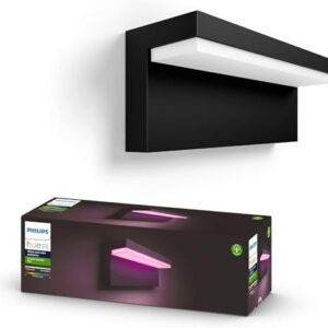 Philips Hue White & Color Ambiance Nyro Wandleuchte Outdoor (1.020 lm), dimmbare Leuchte für das Hue Lichtsystem mit 16 Mio. Farben, smarte Lichtsteuerung über Sprache oder App, silber