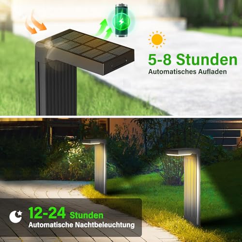 iseeway Solarleuchten für Außen 6 Stück, 400LM Garten solarleuchten mit Bewegungsmelder, IP65 wasserdicht 2200mAh Akku – Bild 4