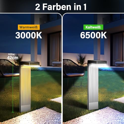 iseeway Solarleuchten für Außen 6 Stück, 400LM Garten solarleuchten mit Bewegungsmelder, IP65 wasserdicht 2200mAh Akku – Bild 8
