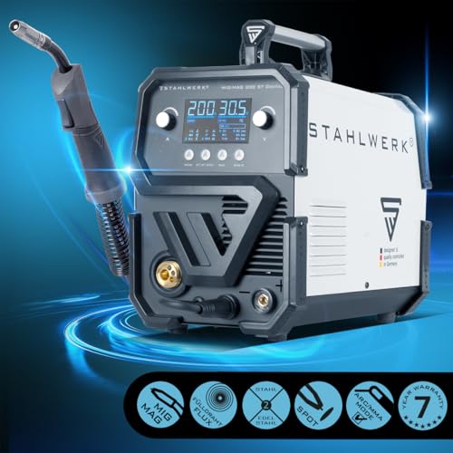 STAHLWERK Schweißgerät MIG MAG 200 ST Digital - Vollausstattung - kompakt & leistungsstark, Inverter mit 200 A, Schutzgas-, FLUX- und MMA/ARC-Schweißen, Spot-Funktion, synergischer Drahtvorschub – Bild 14