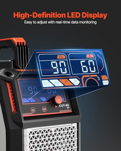 VEVOR Plasmaschneider, 60A Plasmaschneidgerät, Digitalanzeige IGBT-Inverter-Schneidemaschine mit 2T/4T-Funktion & einstellbarer PA/PT-Zeit für industriellen Einsatz (400V 3-Phasig) – Bild 7