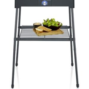 SEVERIN Standgrill mit Aluminium-Grillplatte und Standuntergestell mit Ablagerost, Elektrogrill mit schnellem Grill-Start, Balkon Grill ohne Verbrennungsgefahr, Schwarz, PG 8568