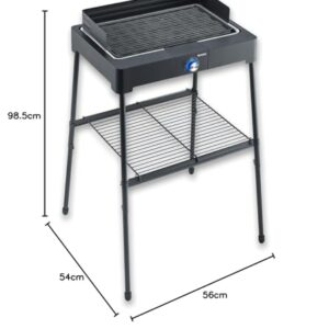 Alternative view of SEVERIN Standgrill mit Aluminium-Grillplatte und Standuntergestell mit Ablagerost, Elektrogrill mit schnellem Grill-Start, Balkon Grill ohne Verbrennungsgefahr, Schwarz, PG 8568