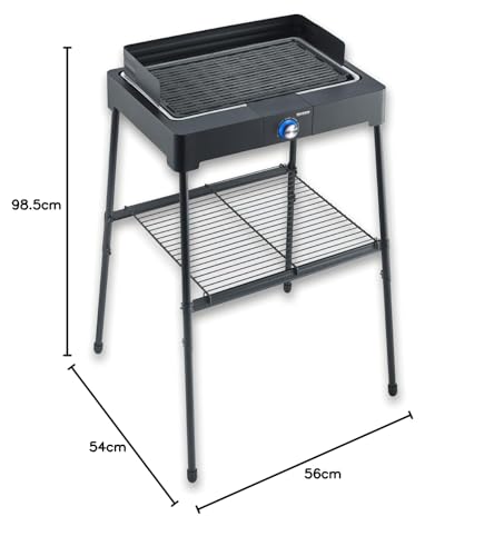 SEVERIN Standgrill mit Aluminium-Grillplatte und Standuntergestell mit Ablagerost, Elektrogrill mit schnellem Grill-Start, Balkon Grill ohne Verbrennungsgefahr, Schwarz, PG 8568 – Bild 2