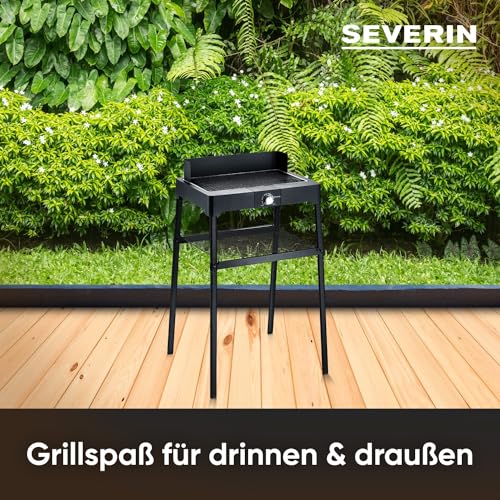 SEVERIN Standgrill mit Aluminium-Grillplatte und Standuntergestell mit Ablagerost, Elektrogrill mit schnellem Grill-Start, Balkon Grill ohne Verbrennungsgefahr, Schwarz, PG 8568 – Bild 4