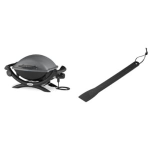 Weber Q1400 Elektrogrill, 43 x 32 cm, Dunkelgrau (52020079) & 6201 Grill-Schaber, Reinigungsspachtel, Q-Serie