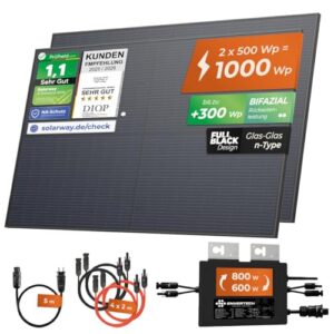 Alternative view of Solarway® 1000W Balkonkraftwerk 800W komplett Steckdose - neuester 800 Watt Wechselrichter - Solaranlage Komplettset - 500W Solarmodule & Envertech & Zubehör