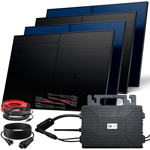 SUNNIVA 2000W Balkonkraftwerk BIFAZIAL FULLBLACK komplett Steckdose ASTRO-E 800W Wechselrichter, PV Solaranlage, 4x 500W Glas-Glas Solarmodule, inkl. 5m Kabel, Bluetooth WIFI, Komplettset