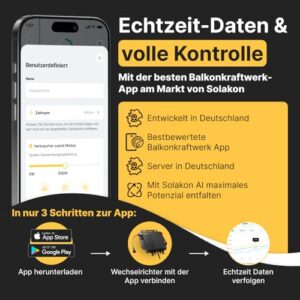 Alternative view of Solakon® 1000W Balkonkraftwerk - Balkonkraftwerk 800W komplett Steckdose - neuester 800 Watt Wechselrichter - Solaranlage Komplettset - 500W bifaziale Solarmodule inkl. Zubehör - 3m Kabel