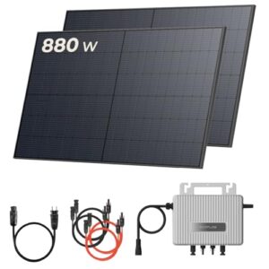 Solarway® 880Wp / 800W Balkonkraftwerk komplett Steckdose - neuester EcoFlow Stream 800 Watt Wechselrichter - Solaranlage Komplettset - 440W bifaziale Black Solarmodule & EcoFlow & Zubehör