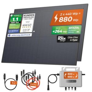 Alternative view of Solarway® 880Wp / 800W Balkonkraftwerk komplett Steckdose - neuester EcoFlow Stream 800 Watt Wechselrichter - Solaranlage Komplettset - 440W bifaziale Black Solarmodule & EcoFlow & Zubehör
