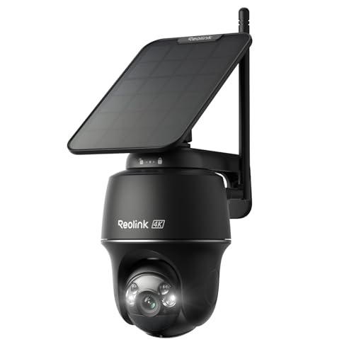 Reolink 4K Überwachungskamera Aussen Solar, 360°/140° Schwenk-/Neige, Auto-Tracking, WLAN Kamera Outdoor Akku mit Farbnachtsicht, 2,4/5GHz WiFi, KI-Erkennung, Argus PT Ultra(Schwarz) Solarpanel