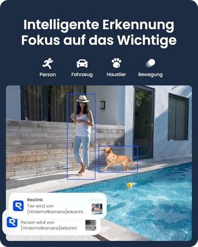 Reolink 4K Überwachungskamera Aussen Solar, 360°/140° Schwenk-/Neige, Auto-Tracking, WLAN Kamera Outdoor Akku mit Farbnachtsicht, 2,4/5GHz WiFi, KI-Erkennung, Argus PT Ultra(Schwarz) Solarpanel – Bild 4