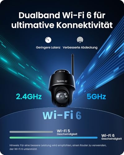 Reolink 4K Überwachungskamera Aussen Solar, 360°/140° Schwenk-/Neige, Auto-Tracking, WLAN Kamera Outdoor Akku mit Farbnachtsicht, 2,4/5GHz WiFi, KI-Erkennung, Argus PT Ultra(Schwarz) Solarpanel – Bild 6