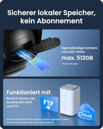 Reolink 4K Überwachungskamera Aussen Solar, 360°/140° Schwenk-/Neige, Auto-Tracking, WLAN Kamera Outdoor Akku mit Farbnachtsicht, 2,4/5GHz WiFi, KI-Erkennung, Argus PT Ultra(Schwarz) Solarpanel – Bild 8