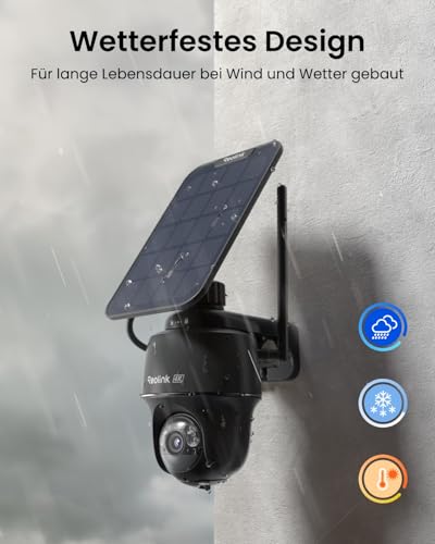 Reolink 4K Überwachungskamera Aussen Solar, 360°/140° Schwenk-/Neige, Auto-Tracking, WLAN Kamera Outdoor Akku mit Farbnachtsicht, 2,4/5GHz WiFi, KI-Erkennung, Argus PT Ultra(Schwarz) Solarpanel – Bild 9