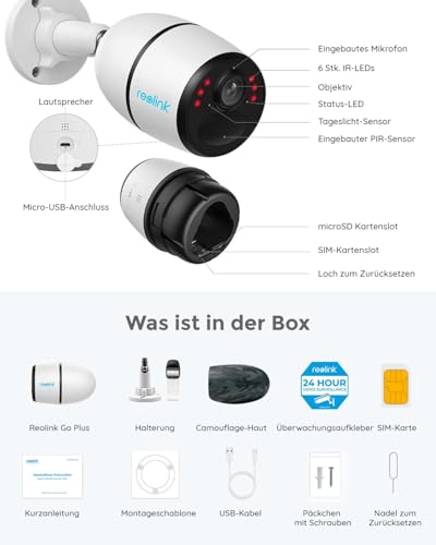 Reolink Go Plus 3G/4G LTE Überwachungskamera mit SIM-Karte 2K 4MP HD, Personen-/Autoerkennung, Akku Kamera Aussen Ohne WLAN, Videoüberwachung, Kompatibel mit Alexa/Google, 2-Wege-Audio – Bild 7