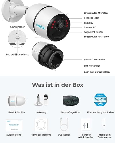 Reolink Go Plus 3G/4G LTE Überwachungskamera mit SIM-Karte 2K 4MP HD, Personen-/Autoerkennung, Akku Kamera Aussen Ohne WLAN, Videoüberwachung, Kompatibel mit Alexa/Google, 2-Wege-Audio – Bild 8