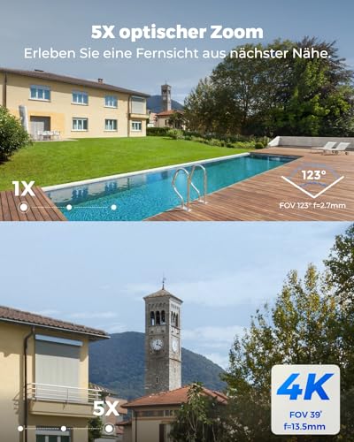 Reolink 4K PoE Überwachungsskamera mit Spotlights, 5X optischem Zoom, IP Kamera aussen mit Farbnachtsicht, 2-Wege-Audio, Person/Fahrzeug/Tiererkennung, IK10 Vandalismusschutz, Zeitraffer, RLC-843A – Bild 2