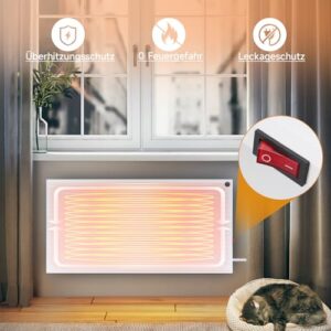 Alternative view of meoaow Infrarot Wandheizung, 170W Infrarotheizung Wandmontage mit Überhitzungsschutz, Leiser Elektroheizung Energiesparend Infrared Heater fur Schlafzimmer Badezimmer Büro Wohnheim