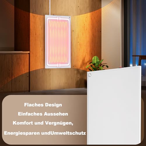 meoaow Infrarot Wandheizung, 170W Infrarotheizung Wandmontage mit Überhitzungsschutz, Leiser Elektroheizung Energiesparend Infrared Heater fur Schlafzimmer Badezimmer Büro Wohnheim – Bild 7