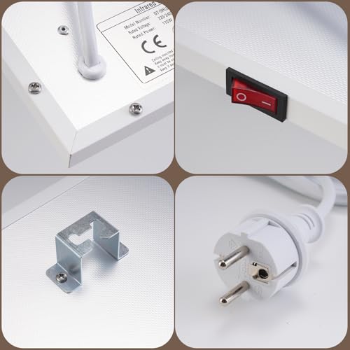 meoaow Infrarot Wandheizung, 170W Infrarotheizung Wandmontage mit Überhitzungsschutz, Leiser Elektroheizung Energiesparend Infrared Heater fur Schlafzimmer Badezimmer Büro Wohnheim – Bild 9