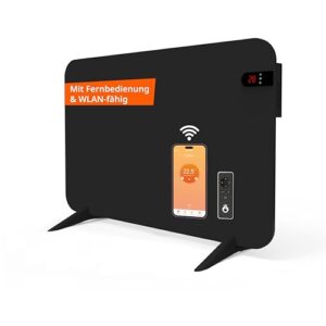Könighaus 450W Smart 𝗗𝘂𝗮𝗹-𝗜𝗻𝗳𝗿𝗮𝗿𝗼𝘁𝗵𝗲𝗶𝘇𝘂𝗻𝗴 𝐕𝟐 - Standgerät/Wandmontage - WLAN App-Steuerung Fernbedienung - Heizkörper inkl. Handtuchhalter Standfüße & Befestigung Farbe: Schwarz