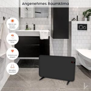 Alternative view of Könighaus 450W Smart 𝗗𝘂𝗮𝗹-𝗜𝗻𝗳𝗿𝗮𝗿𝗼𝘁𝗵𝗲𝗶𝘇𝘂𝗻𝗴 𝐕𝟐 - Standgerät/Wandmontage - WLAN App-Steuerung Fernbedienung - Heizkörper inkl. Handtuchhalter Standfüße & Befestigung Farbe: Schwarz