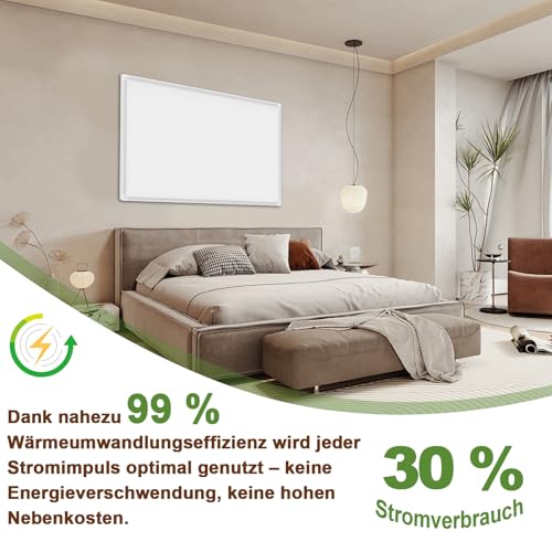 Behaglich Infrarotheizung 1000 Watt, Infrarotheizung Wandmontage bis 120 Grad Celsius für 15-25㎡ - Elektroheizung mit Überhitzungsschutz - TÜV - 10 Jahren Garantie – Bild 5