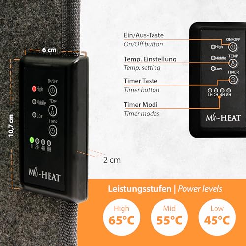 Mi-Heat Infrarot Schreibtischheizung Heizpaneel 260W | Standheizung für Büro Schreibtisch Arbeitsplatz unter den Tisch | Temperatur bis zu 60°C faltbar, Grau – Bild 2
