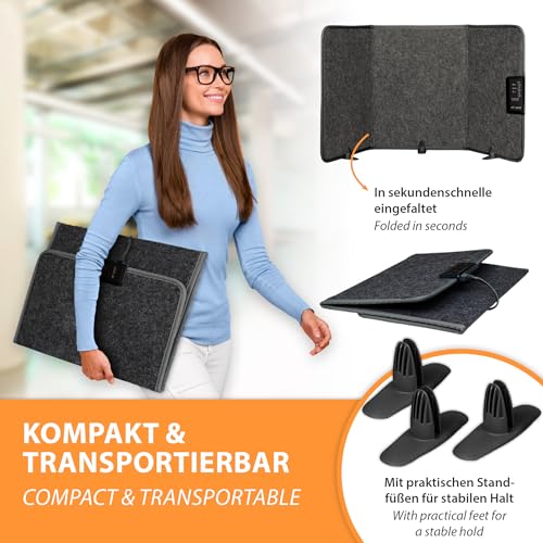 Mi-Heat Infrarot Schreibtischheizung Heizpaneel 260W | Standheizung für Büro Schreibtisch Arbeitsplatz unter den Tisch | Temperatur bis zu 60°C faltbar, Grau – Bild 5