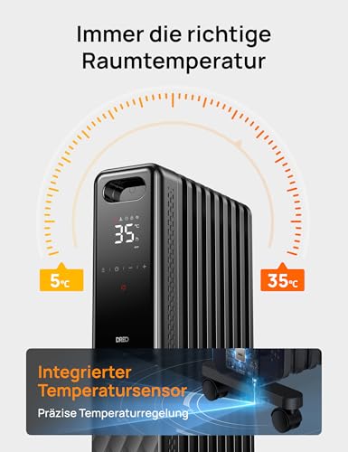 Dreo Ölradiator Energiesparend 2000W, Mobile Elektroheizung 9 Rippen mit Fernbedienung, 3 Heizstufen, 4 Modus, 24h Timer, Überhitzungs-Kippschutz, Radiatoren Elektrisch Heizung mit Thermostat, OH310 – Bild 6