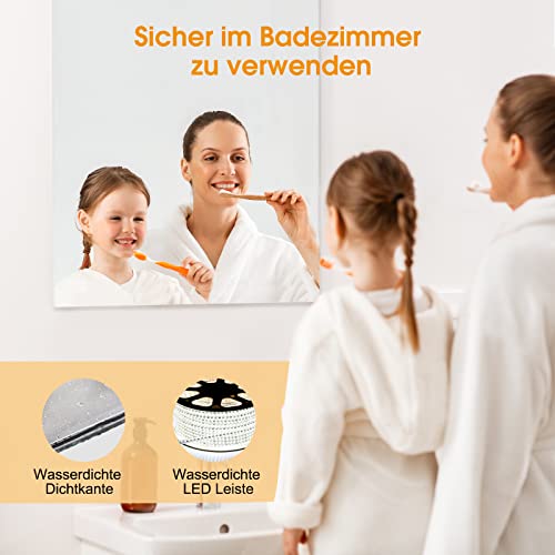 byecold Infrarotheizung Spiegel 580W Wandmontage mit LED(100x60cm), Spiegelheizung Elektrisch Infrarot, Badspiegel Elektroheizung, Badezimmerspiegel beschlagfrei mit Überhitzungsschutz Heizplatte – Bild 5
