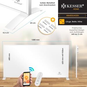 Alternative view of KESSER® Infrarotheizung Energiesparend Infrarot Standgerät & Wandmontage Elektroheizung 700W mit Fernbedienung Thermostat & App-Steuerung Elektrisch Heizpaneel Heizung Konvektor Standfüße