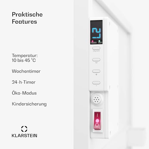 Klarstein Infrarotheizung mit Thermostat, 480W Elektroheizung, Smart Home Infrarotheizung zur Wandmontage, IR mit App-Steuerung & Erkennung Offener Fenster, Effizienter Feuchtraum Heizkörper CO2-Frei – Bild 6