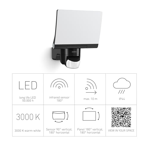 Steinel LED-Strahler XLED Home 2 XL S schwarz, 2124 lm, 180° Bewegungsmelder, 19,3 W, voll schwenkbar, LED Flutlicht, 3000 K – Bild 5